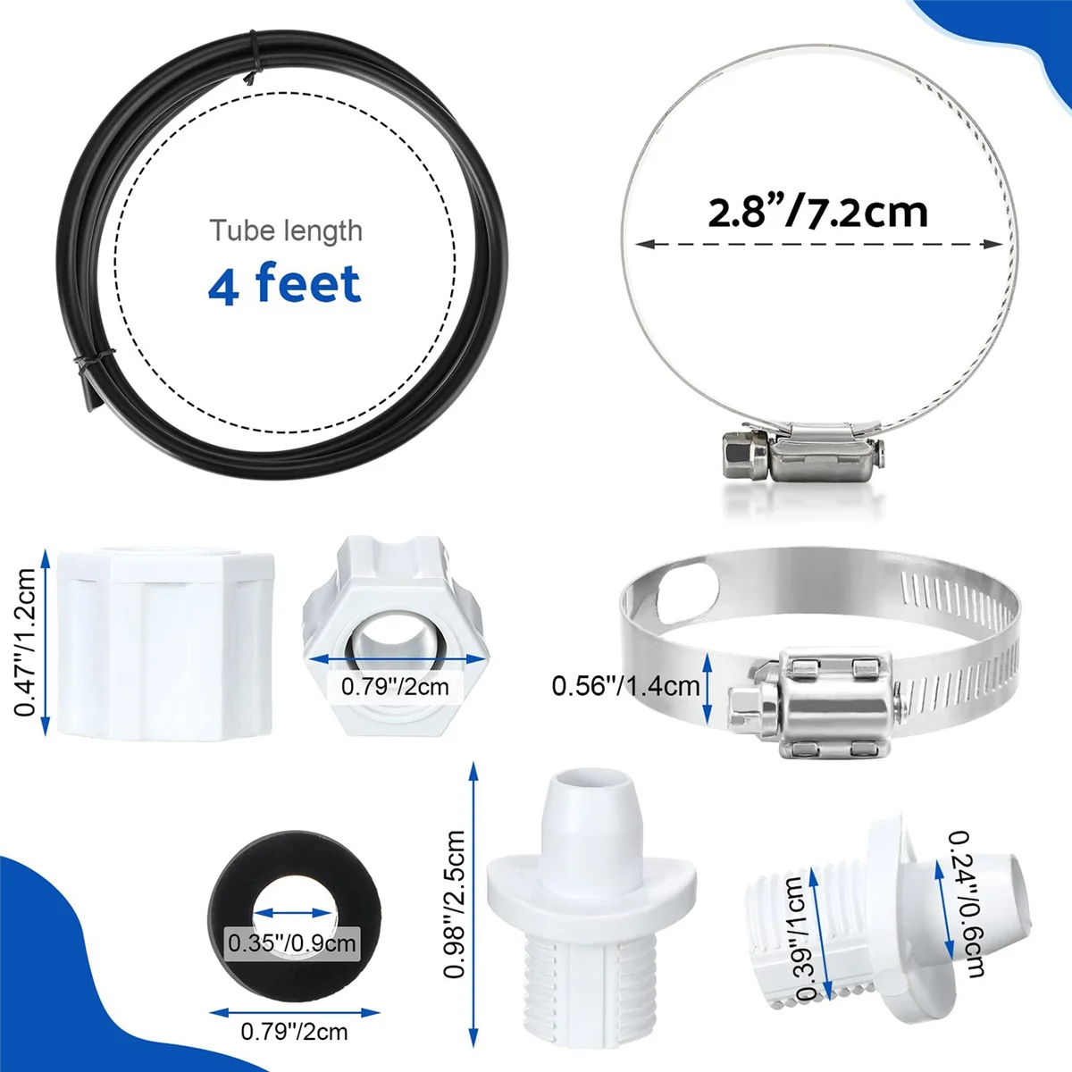 Offline Parts with Saddle Clamp Chlorinator Hose Tubing with Check Valve Control Valve for CL200 CL220