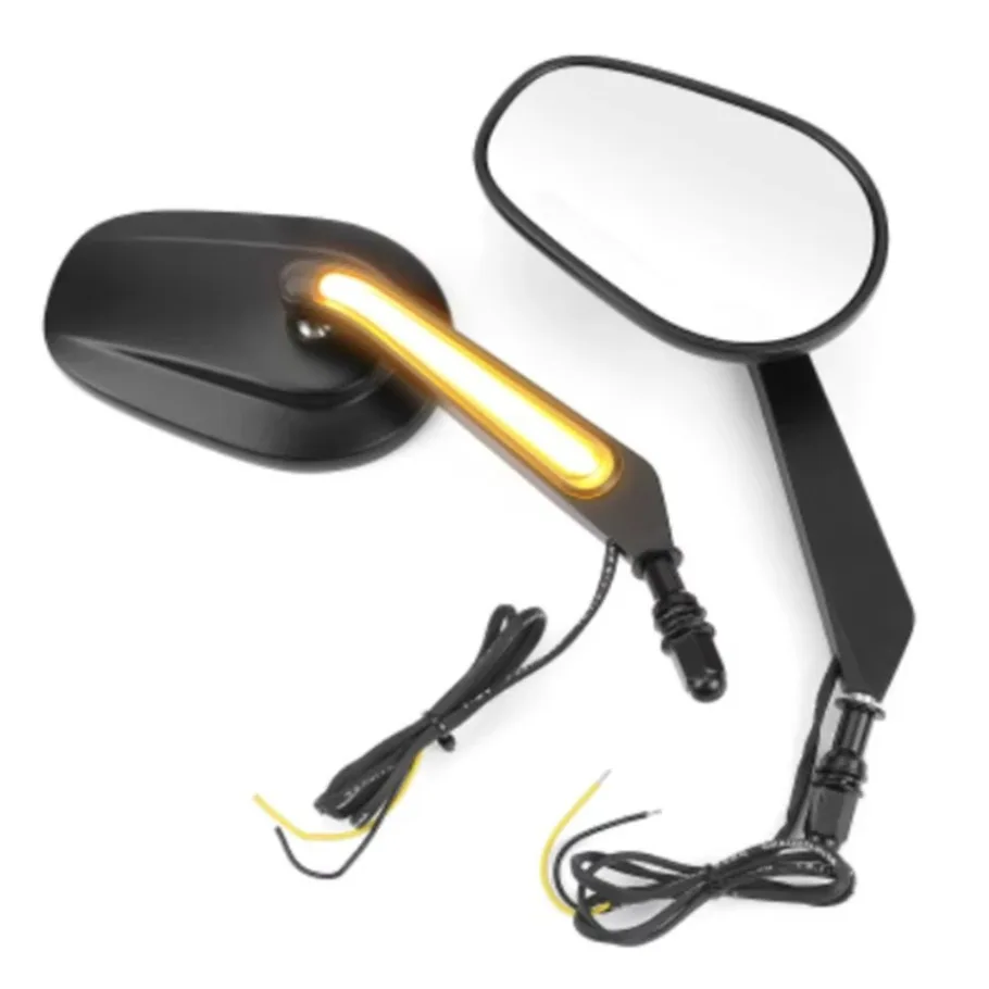 1SET Motorcycle Rearview Mirror with LED Turn Signal Light Adjustable Side Mirror Fit for Harley-Davidson