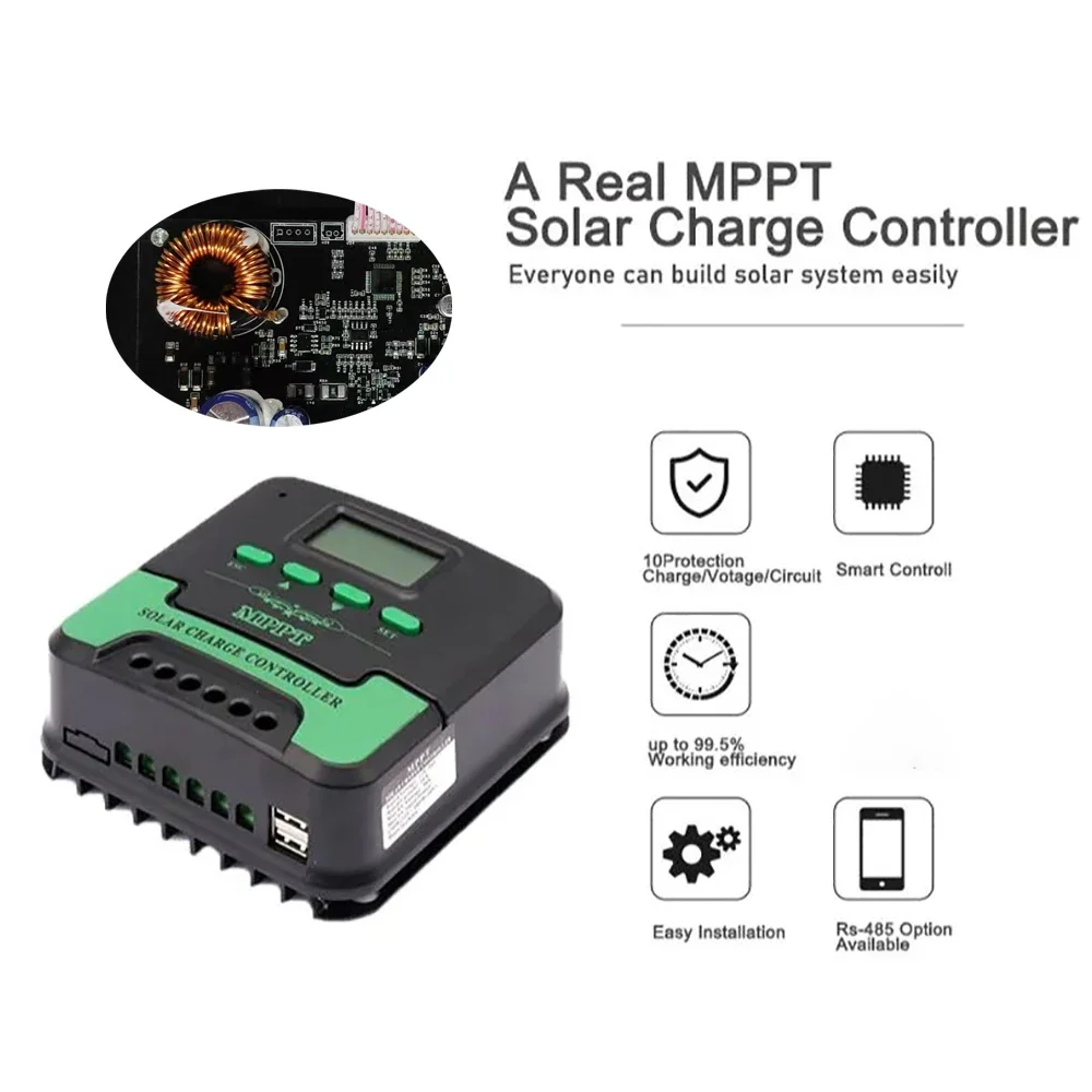 Imagem -02 - Controlador de Carga Solar Mppt 10a 20a 12v 24v Wi-fi Automático Painel Solar Display Lcd para Lifepo4 Bateria de Lítio Acidificada ao Chumbo