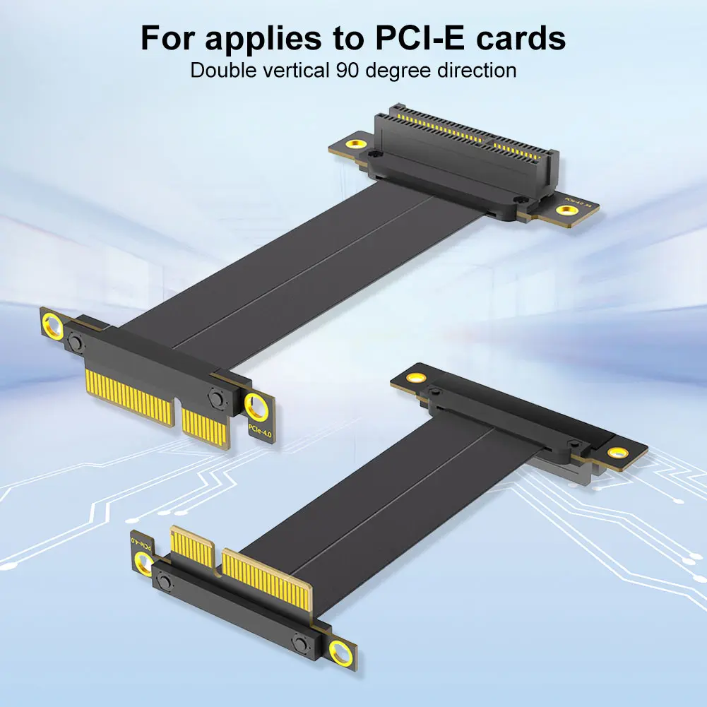 

PCI-E 4.0 X1/X4 Riser Cable Черный высокоскоростной кабель Riser для графического процессора Длина 10 см Адаптер 90 градусов 90 ° Крепление для карты расширения графического процессора