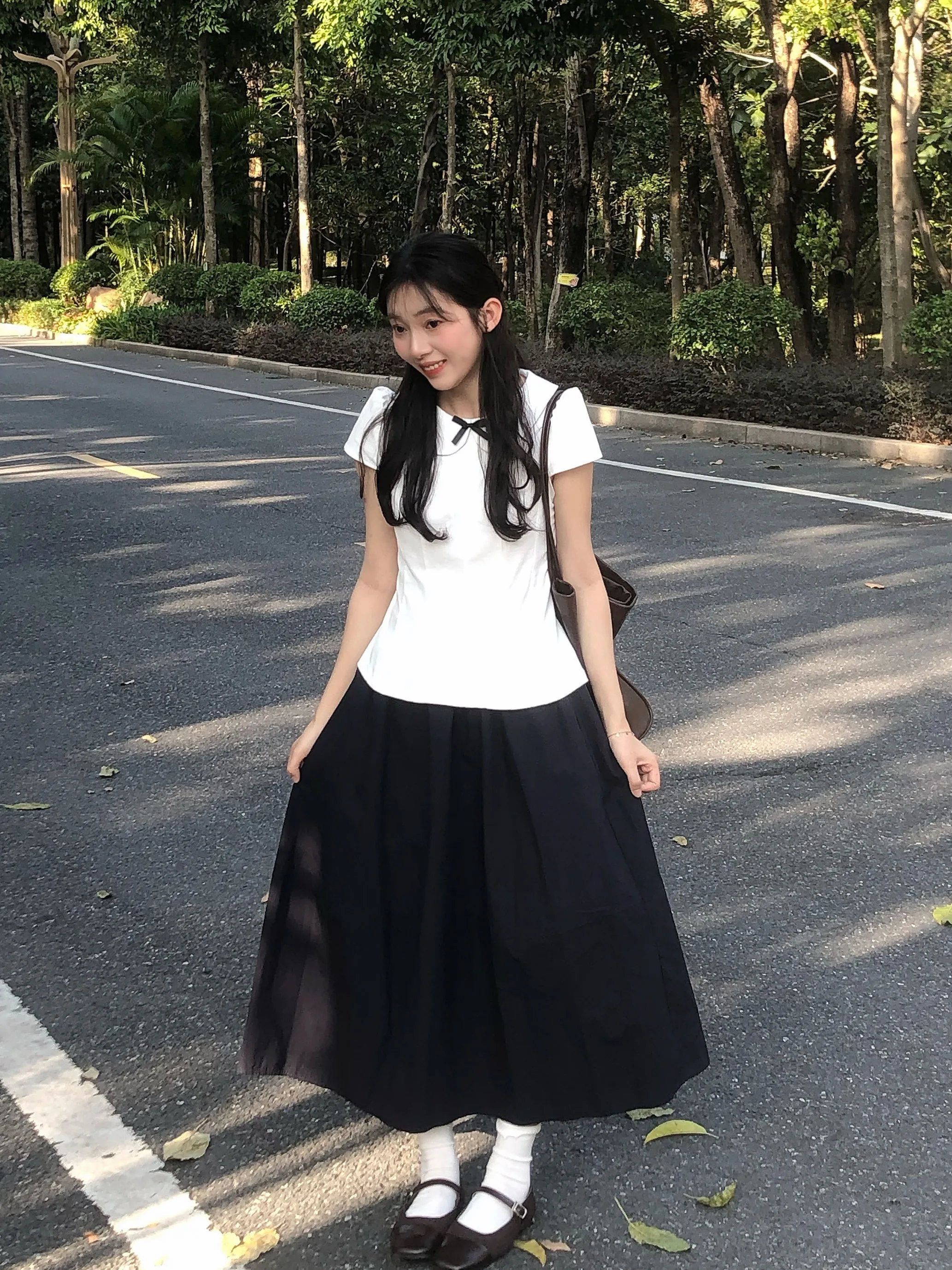 

Summer Short Sleeve Knot Doll Collar Slim Fit Shirt for Women Casual Style Polyester Fabric Regular Sleeve Length