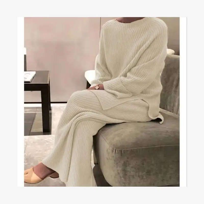 المرأة طويلة Sve عادي عادية قطعتين الحياكة سترة نظيفة صالح Sle منتصف منخفضة الخصر مظلة الجندي السراويل المواد البلاستيكية #5