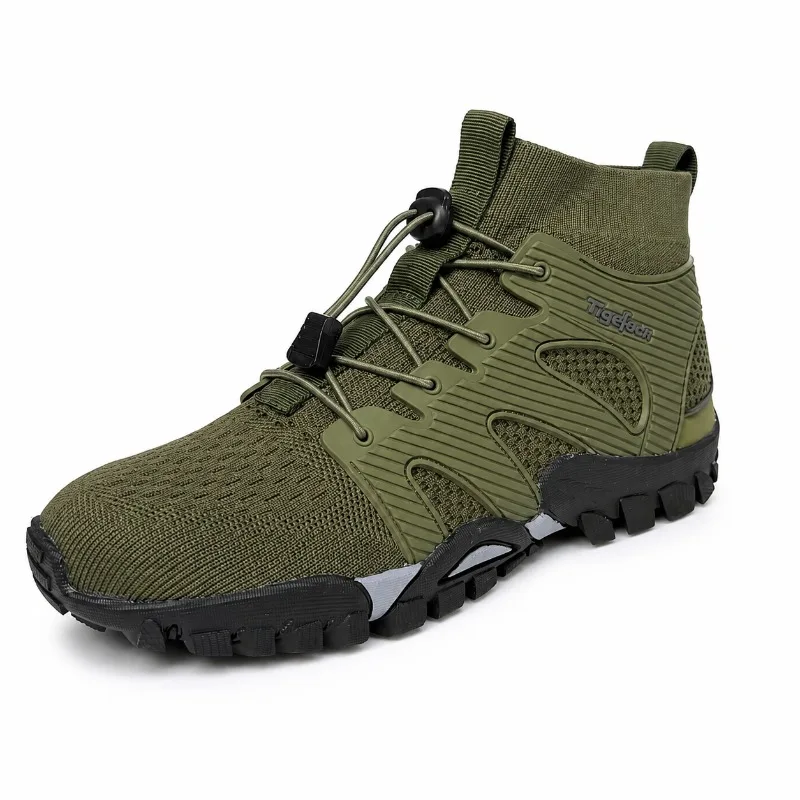 Men's High-Top Barefoot Hiking Shoes Breathable Mesh Casual Trekking Climbing Sneakers Non-slip Outdoor Upstream Water Shoes
