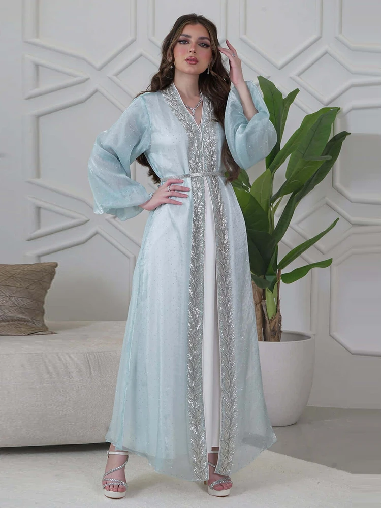 Bling Bling bulle Sve dubaï croix moyen-orient longue Robe gilet jupe ceinture ouvert Cardigan t-shirt pièce ensemble femmes été Dr