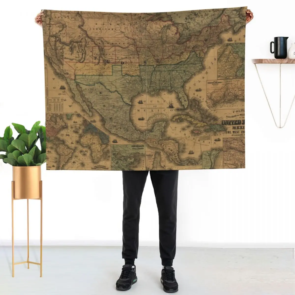 USA Vintage Map 1862 Vintage US Map The United States Of America Vintage Map Throw Blanket Nap anime Beach Blankets