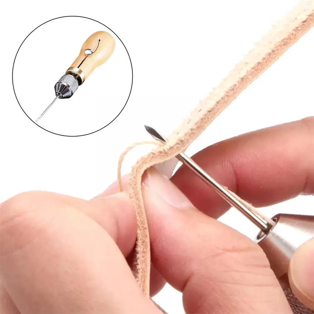 DIY Leather Sewing Awl Thread Kit Manual Sewing Machine Canvas Tool Repair Shoemaker Stitching Stitcher Craft Speedy Leathe C3Q1