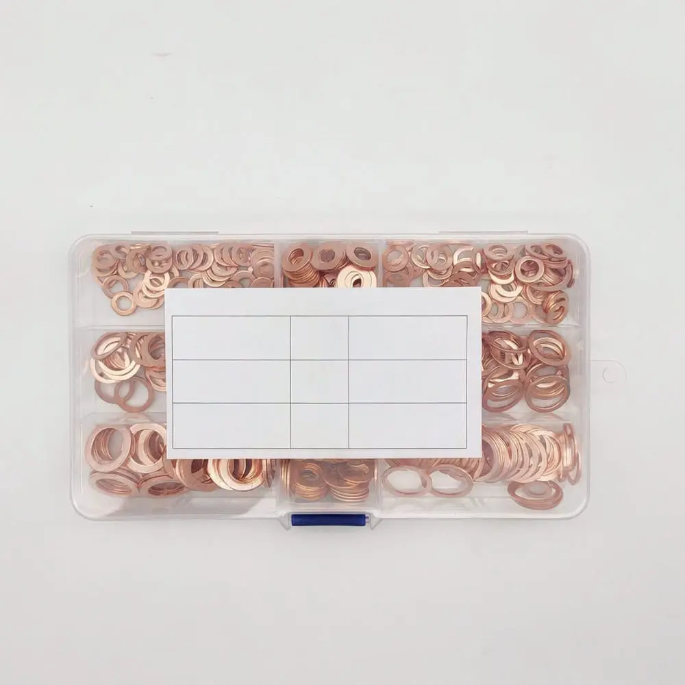 Copper Crush Washers Set Metric Sealing Gaskets Assortment For Oil Drain Plug Automotive Plumbing Hydraulic Connections