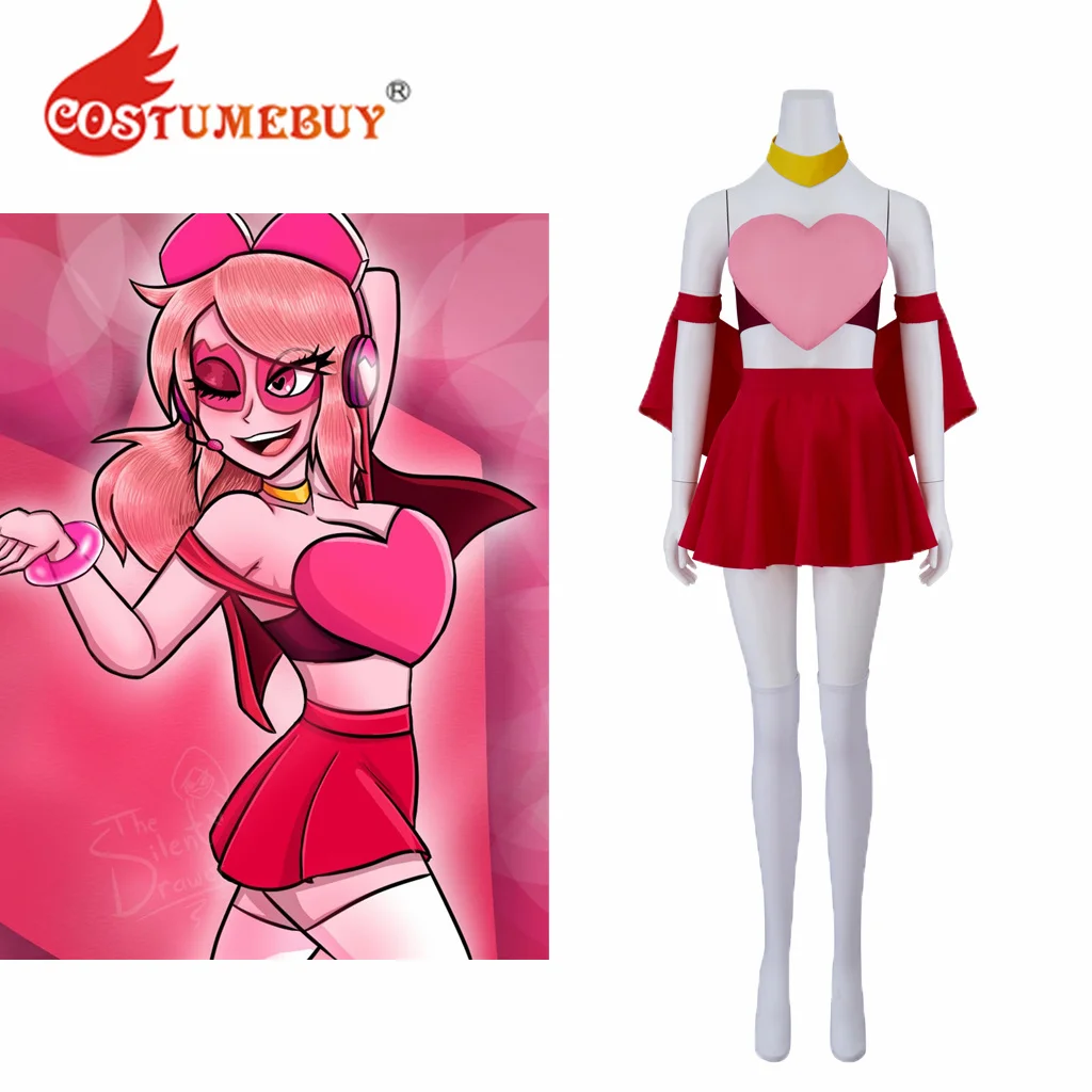 

Villainous Miss Heed Cosplay Costume Women Girls Pink Tops Skirts Socks Outfits Miss Heed Dress Role Play Clothing