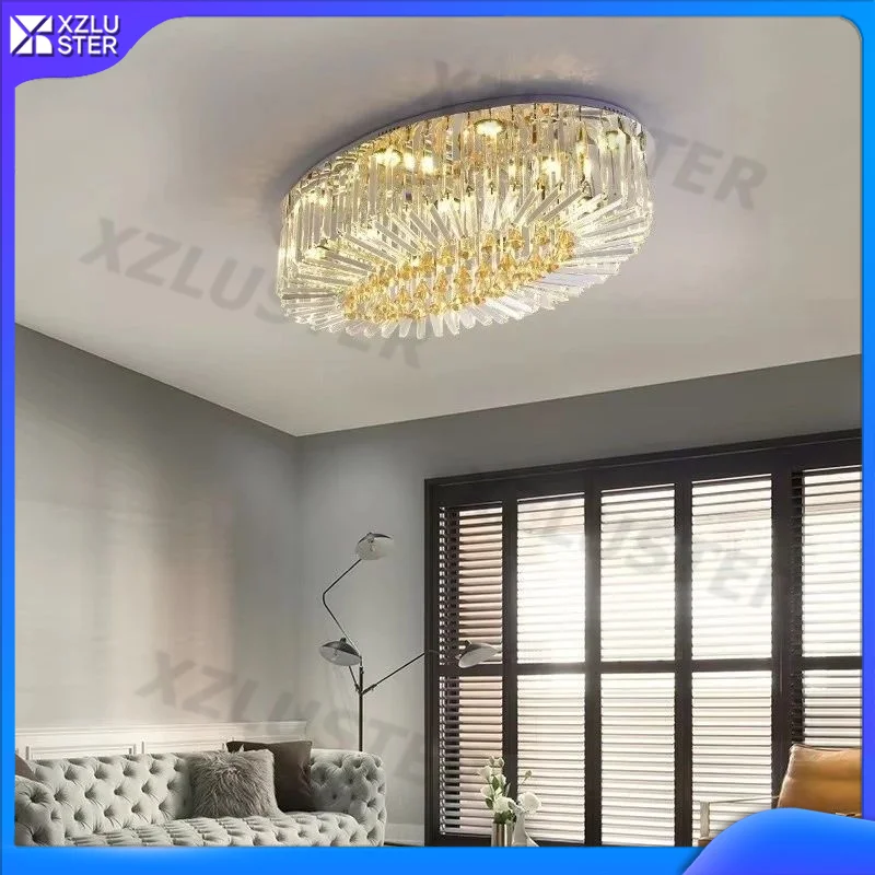 Home Decoration Living Room Dining Room Bedroom Hall Hotel Crystal Light Light Luxury Oval Led Crystal Ceiling Ceiling Light