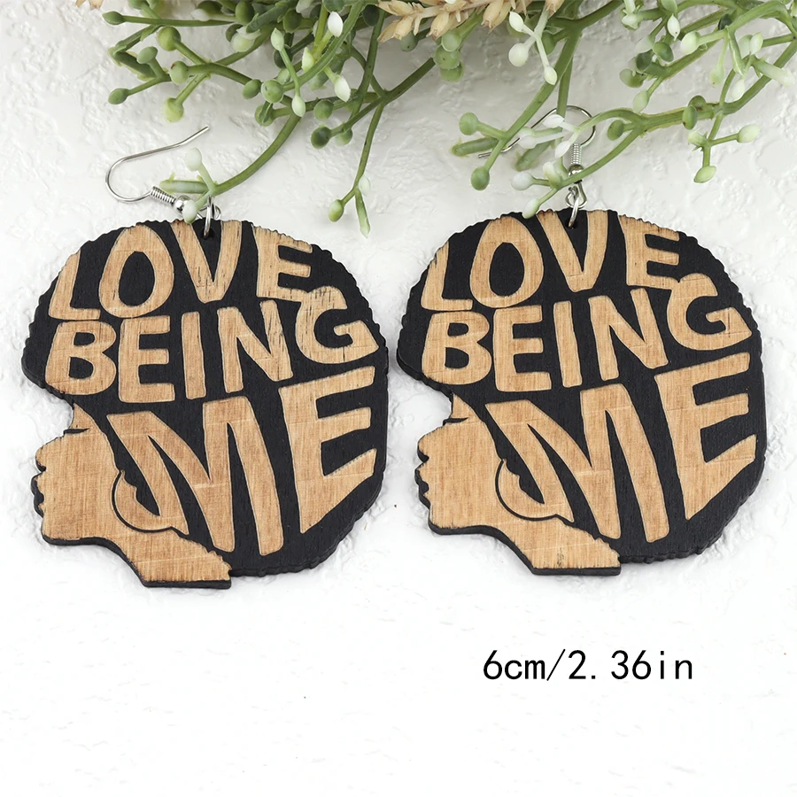 Newest African Black Girl Wooden Earrings