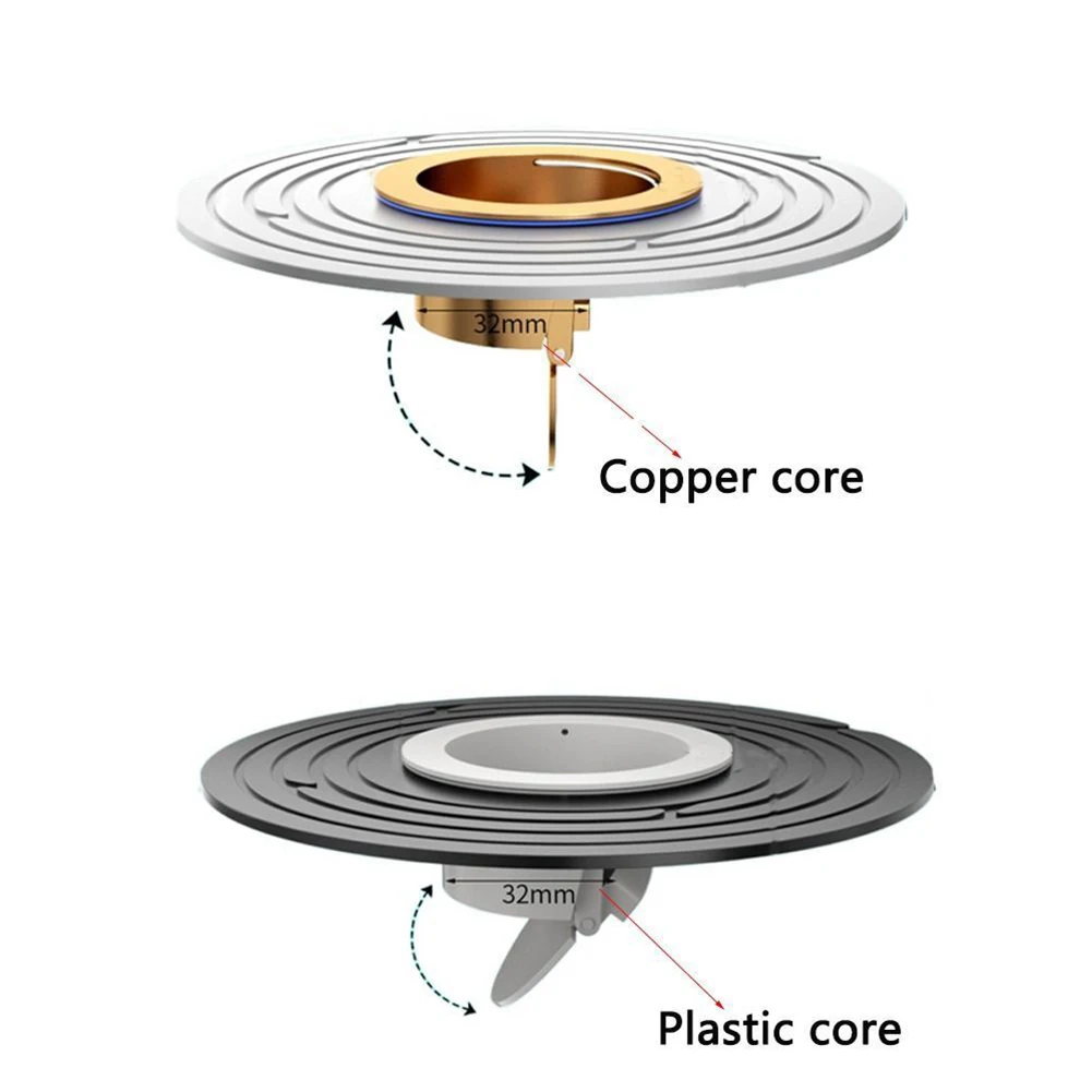 Copper Floor Drain Strainer With Backflow Prevention, Fast Drainage Filter For Bathroom Shower, Black Finish, 100x42x45mm