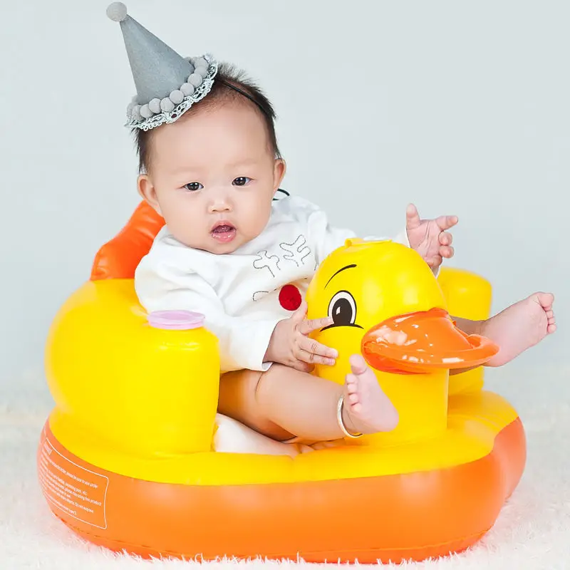 Multifunctional PVC Inflatable Children\'s Sofa Portable Baby Duck Chair Baby Bath Seat Toys for Kids Beach Armchair Child Stool