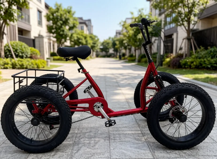20 Inch Fat Tire Off-Road Pedal Quad Bike，For Adults,4 Wheel Bicycle Cargo ，4 Wheel Seven Speed Transmission Vehicle Snow Bike