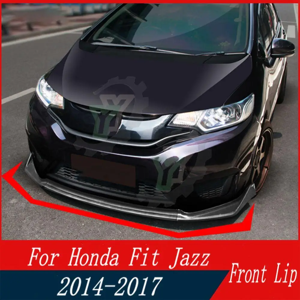 

3PCS Car Front Bumper Lip Spoiler Splitter Diffuser Detachable Body Kit Cover Guard For Honda Fit Jazz 2014-2017 2018-2020