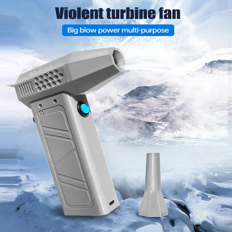 52M/S Mini Turbo Jet Fan Brushless Motor Handheld Duct Fan 140000RPM Portable Turbo Fan Type-C Charging with Power Display Compu