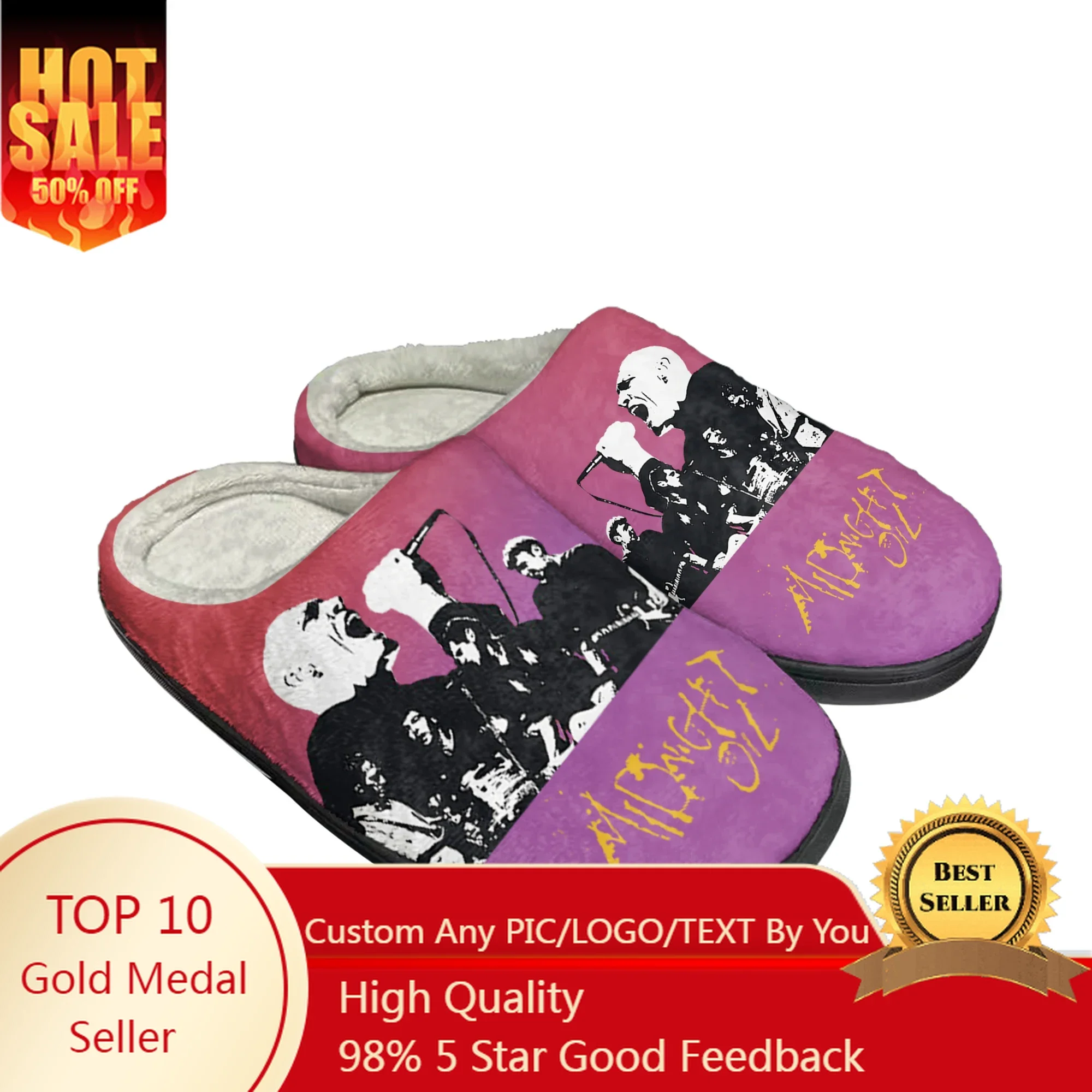 

Midnight Oil Australian Rock Band Diesel and Dust Home Cotton Slippers Mens Womens Plush Bedroom Keep Warm Indoor Custom Shoe