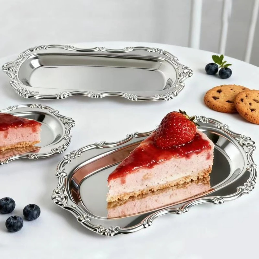 

Vintage Tray Dessert Tray Holder for Jewelry Necklace Rings Storage Organizer Dessert Cake Fruit Snack Plate Dining Table Decor