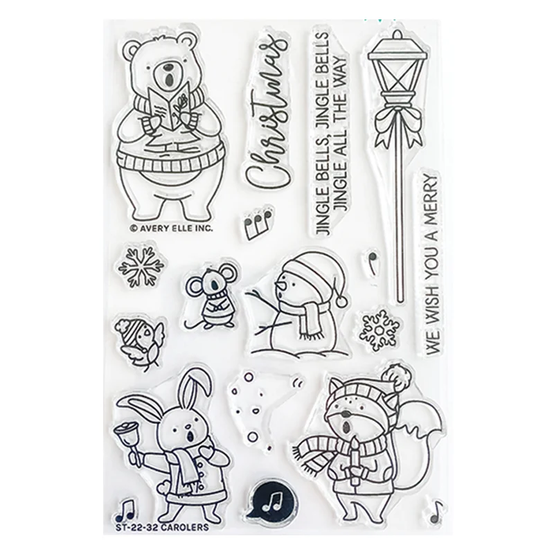 Christmas Carolers Bear New August 2022 Cutting Dies for Paper Making Clear Stamps Scrapbooking Embossing Frame Card