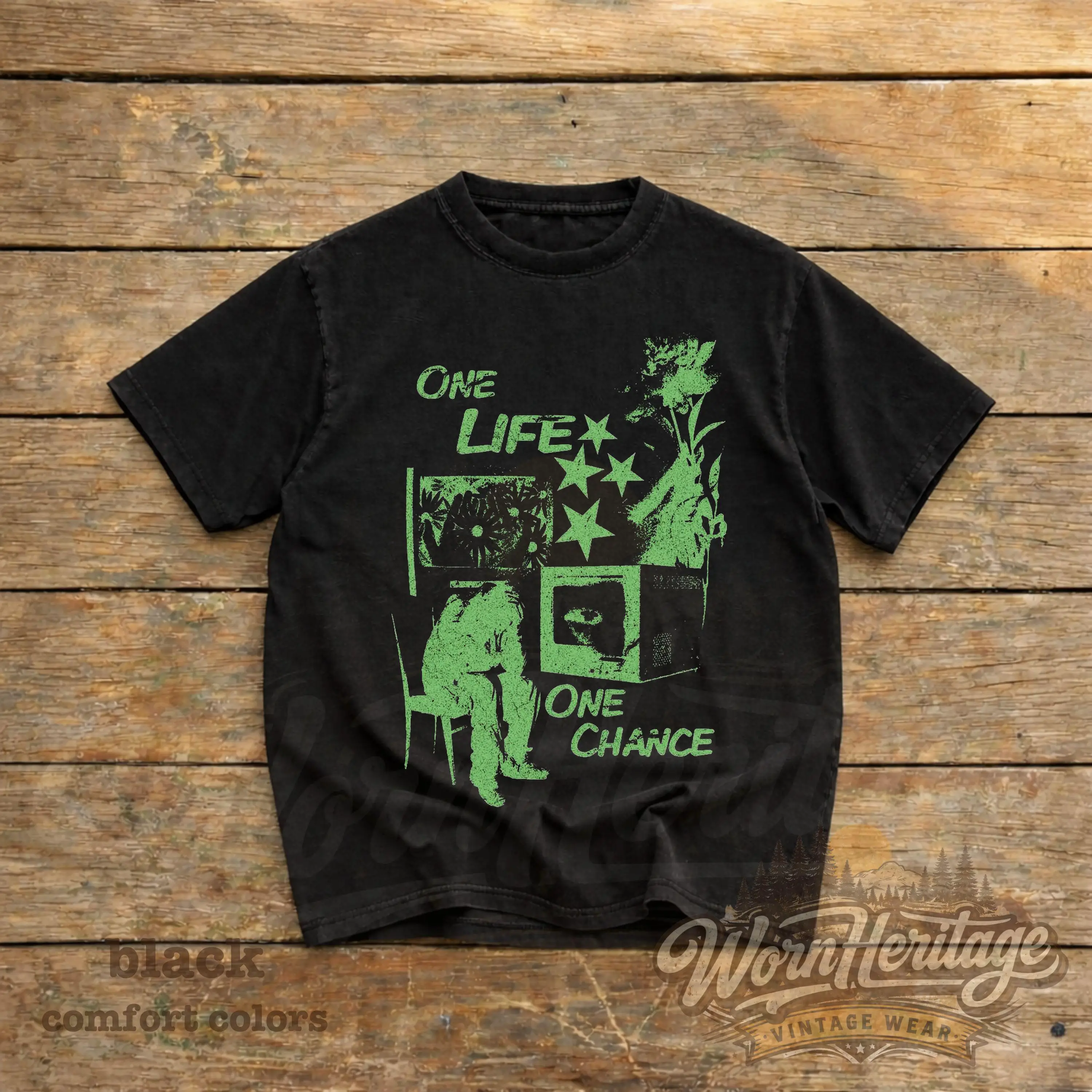 Comfort Colors One Life One Chance Shirts Vintage Grunge Aesthetic Tee Retro Urban Graphic Inspirational Quote Y2K Indie