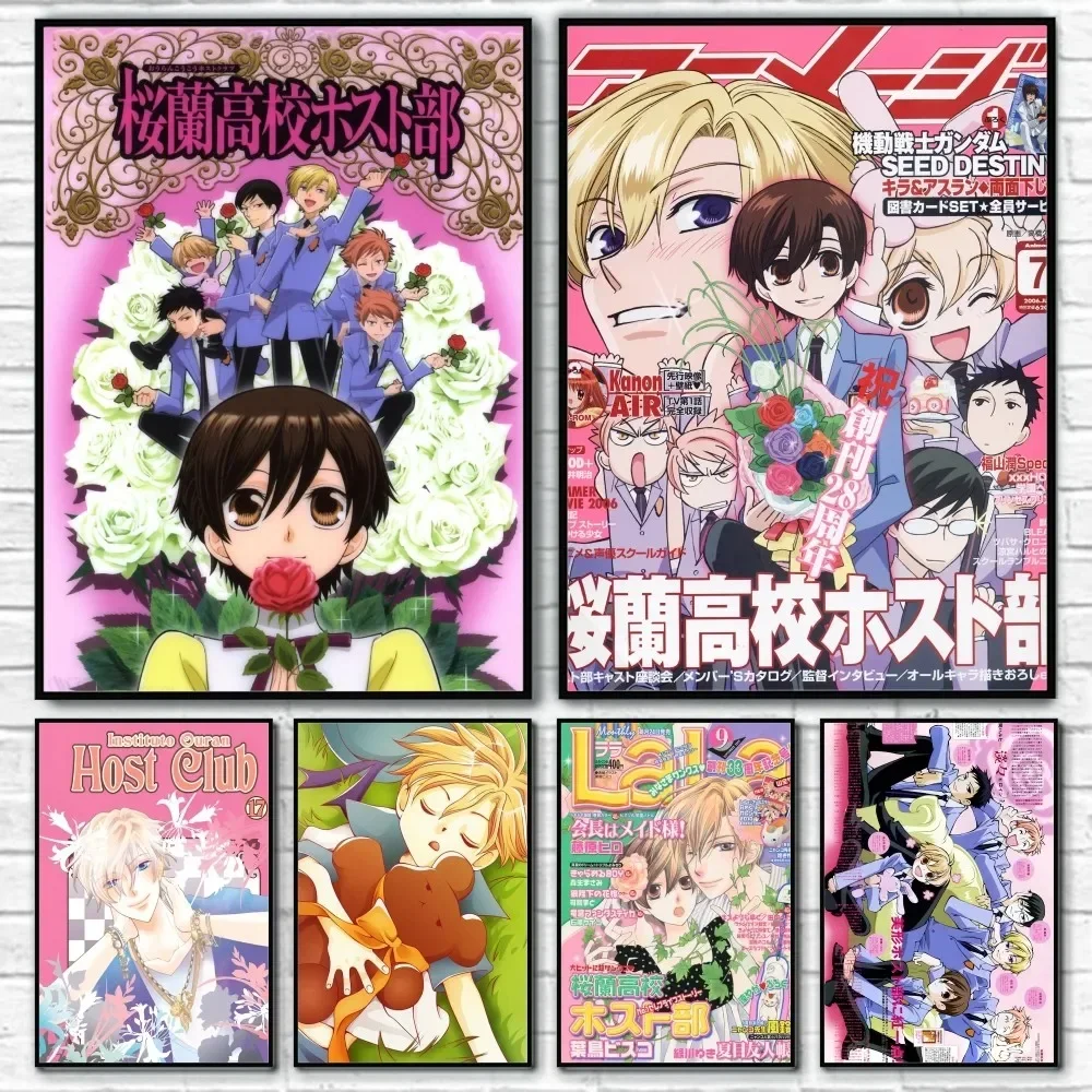 Affiche en toile rose du Club hôte du lycée Ouran, imprimés d'art muraux de personnages d'anime pour salon moderne, chambre à coucher, décoration de maison