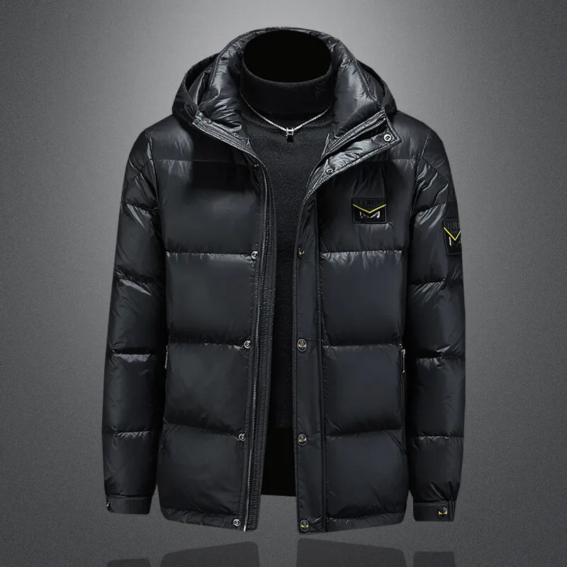 

High-End Men's down Jaet Hooded Du down Thiened Winter Faion Outerwear Casual Sle Regular Fit Zipper Closure