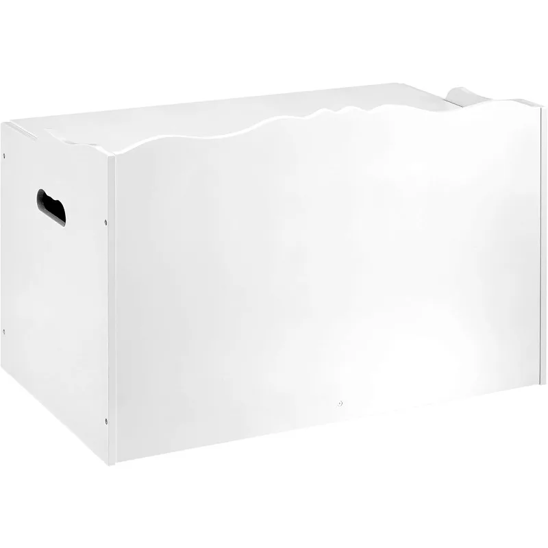 Caixa de brinquedos infantis, baú de armazenamento organizador de madeira, branco, 30" x 18" x 19"