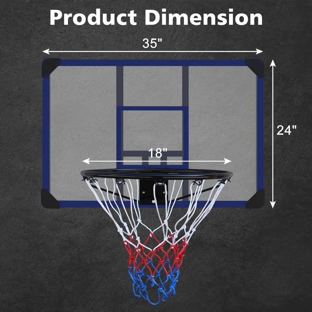 Robuster Outdoor-Basketballständer mit Klappkorb, 35 x 24 bruchsichere Rückplatte, Allwetter-Mesh-Konstruktion