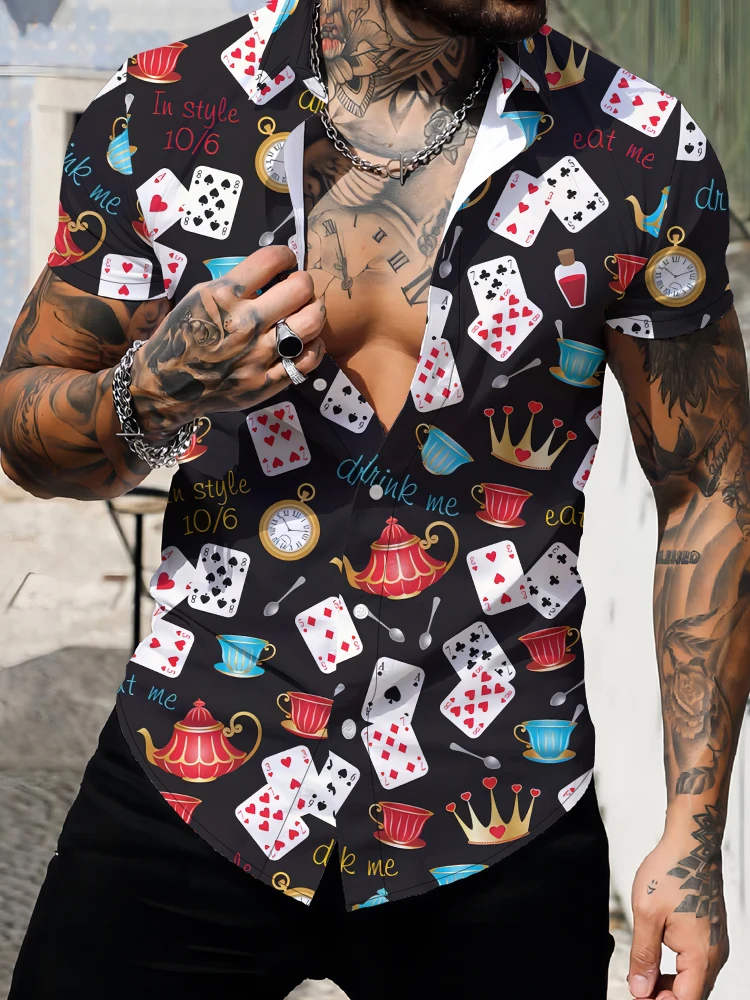 

Poker 3D Digital Printing Oversize Shirts Street Fashion Popular Loose Shirts Summer Comfortable Casual Men's Short Sleeve Shirt