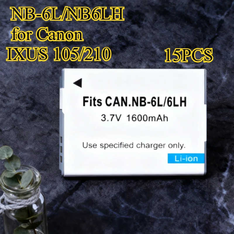 15 قطعة 1600 مللي أمبير NB-6L/NB6LH استبدال البطارية لكانون IXUS 105/210/95/300 قدرة عالية ليثيوم أيون حزمة الطاقة مع فك تشفير كامل #2