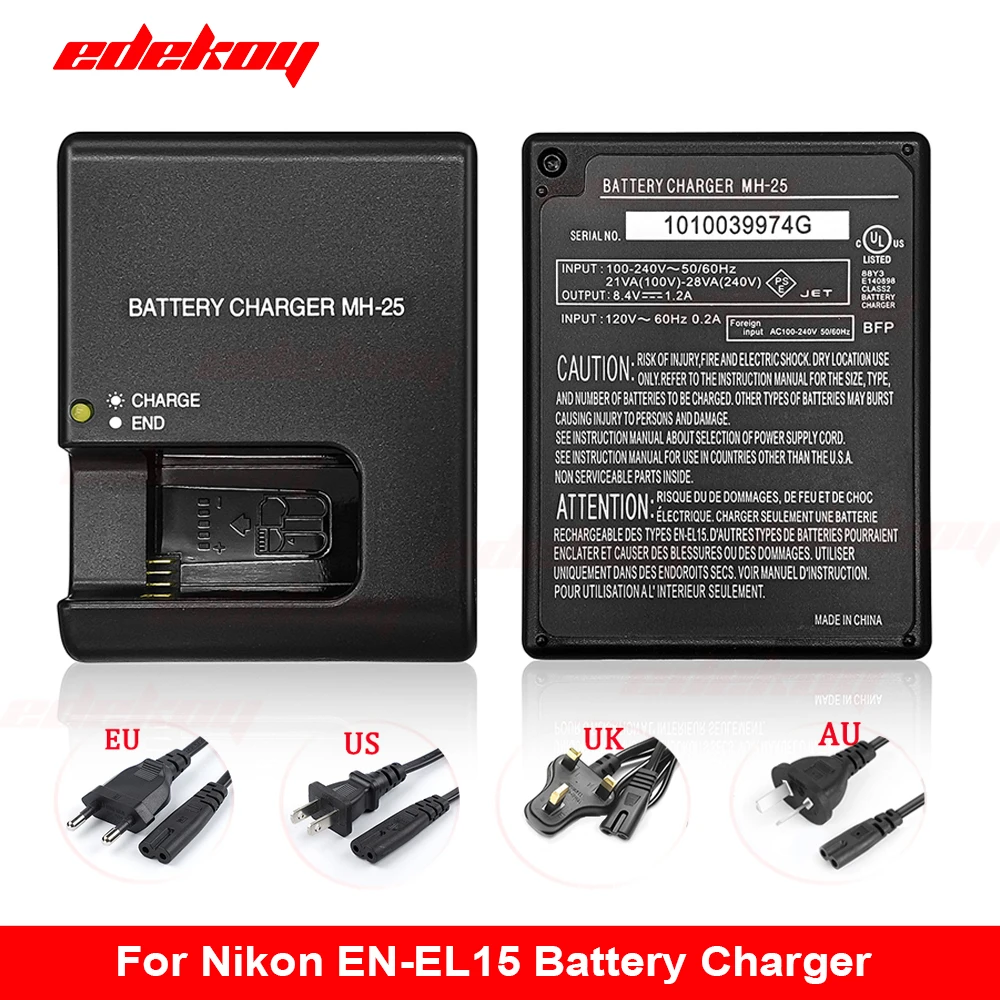 デジタルカメラ Nikon D800 MH-25 EN-EL15 MH-25 Battery Charger Camera for Nikon MH25a EN-EL15 EN EL15a