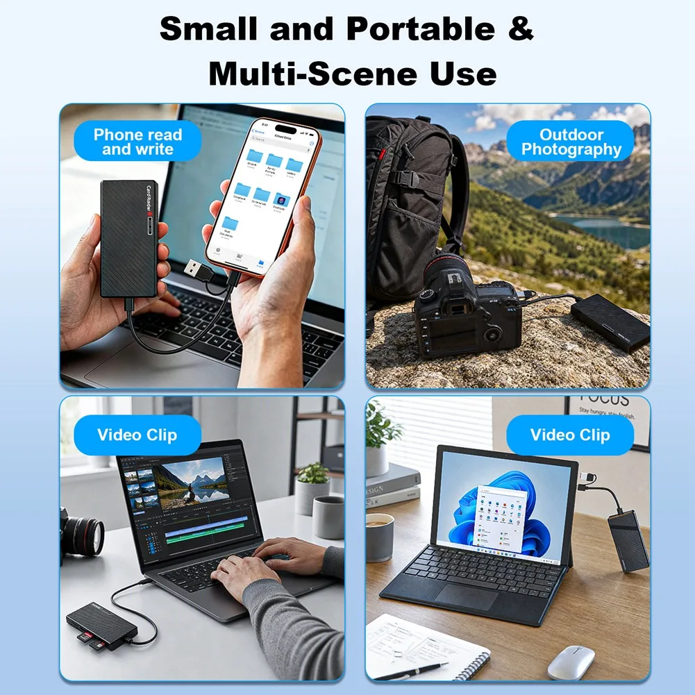 5 In 1 High Speed Multifunctional USB 3.0/Type-C Card Reader (Smart/SD/TF/MS/XD) For Digital Cameras