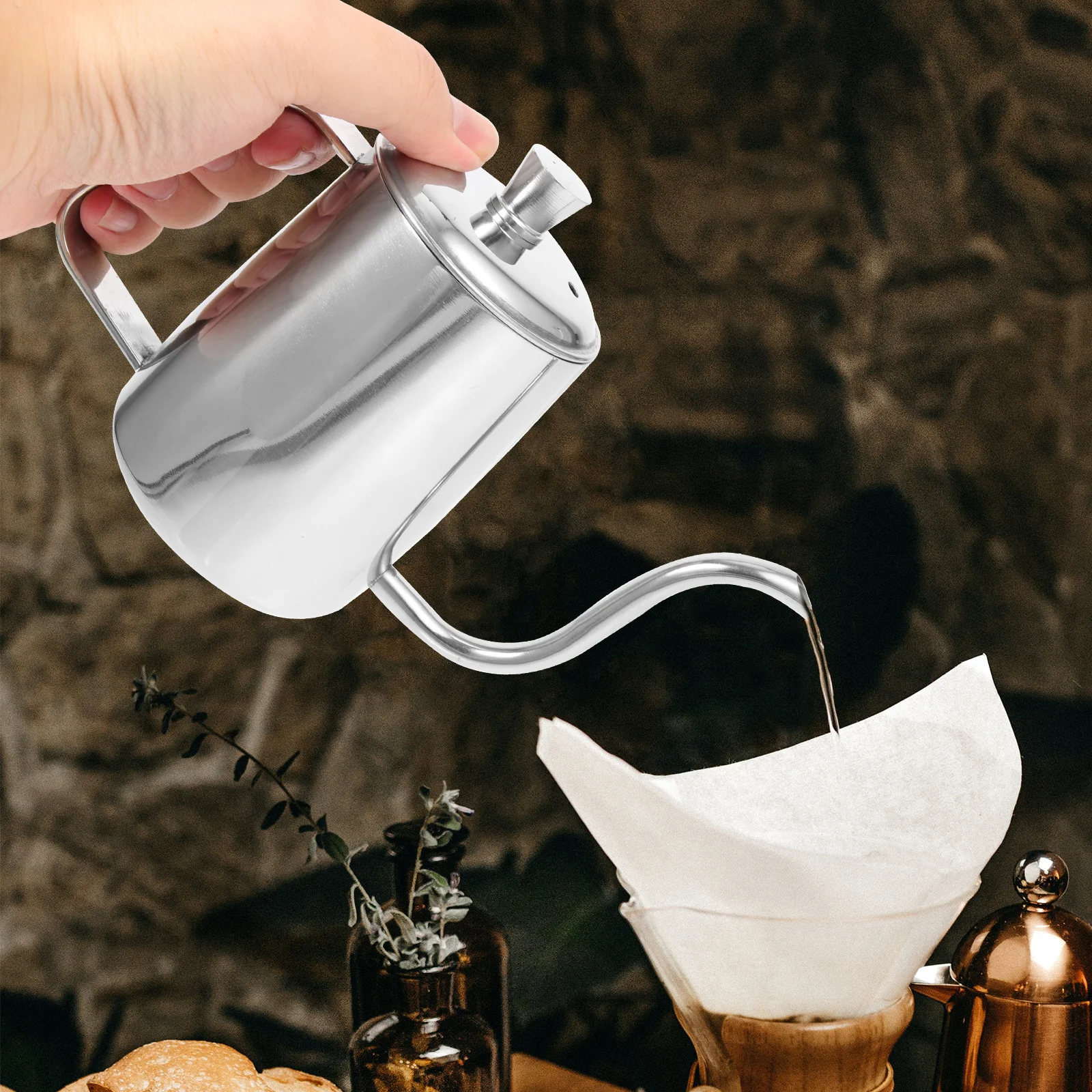 

Coffee Pot Thickened Stainless Steel Kitchen Kettle Narrow Mouth Stovetop Tea Pot For Home Office Handle