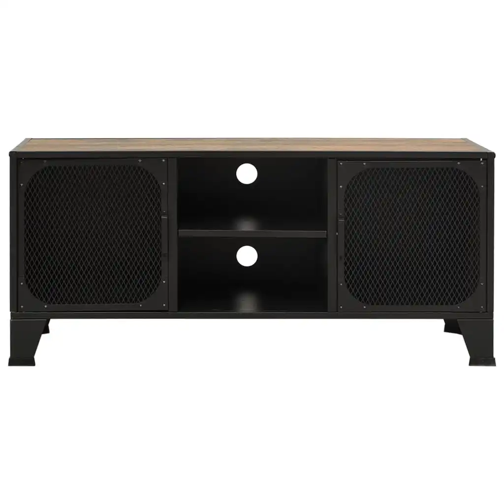 TV Cabinet Rustic Brown 41.3"x14.2"x18.5" Metal and MDF TV Stand Livingroom Furniture