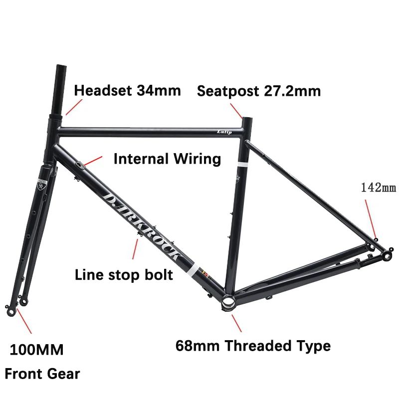 700C Barrel Shaft Road Disc Brake Darakrock Lutip Frame Gravel CRMO Steel Frame And Front Fork Maximum 700 * 42C Tire