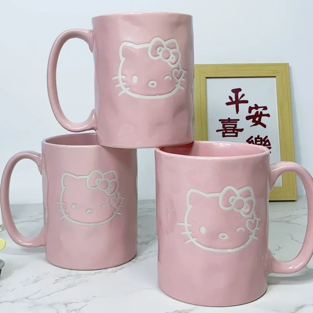 

Sanrio Kawaii Hello Kitty Cup Cartoon Cute Large Capacity Bestie Couple Mug Student Ins Ainme Ceramic Mug with Lid Birthday Gift