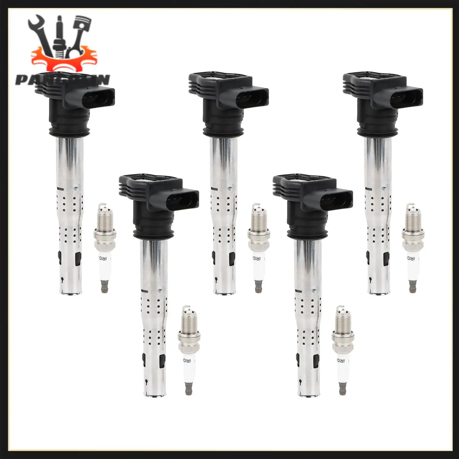 

5pcs Ignition Coils+5pcs Iridium Spark Plugs For VW Beetle Golf Jetta Passat Rabbit 2.5L UF575 Ignition System Coil Wear Part