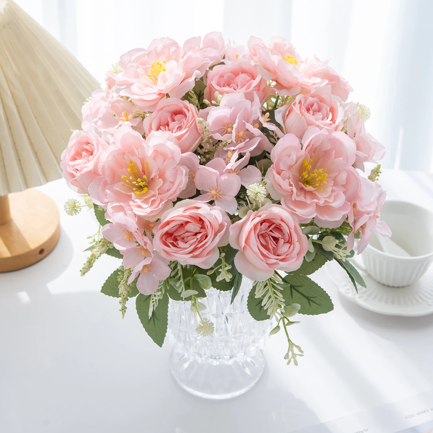 

1pc Artificial flower Silk peony hydrangea Wedding wall Bridal Bouquet Home Table Vase Festival Party Wreath Diy Gift Decoration