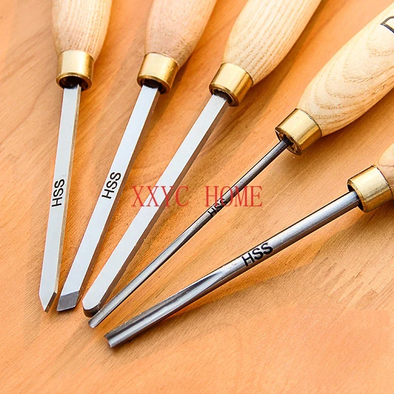 5PCS/6PCS HSS Small Woodturning Chisel SET For Small Details 1501, 1502, 1503, 1504, 1505, (1506) Packed with Thick Canvas Bag