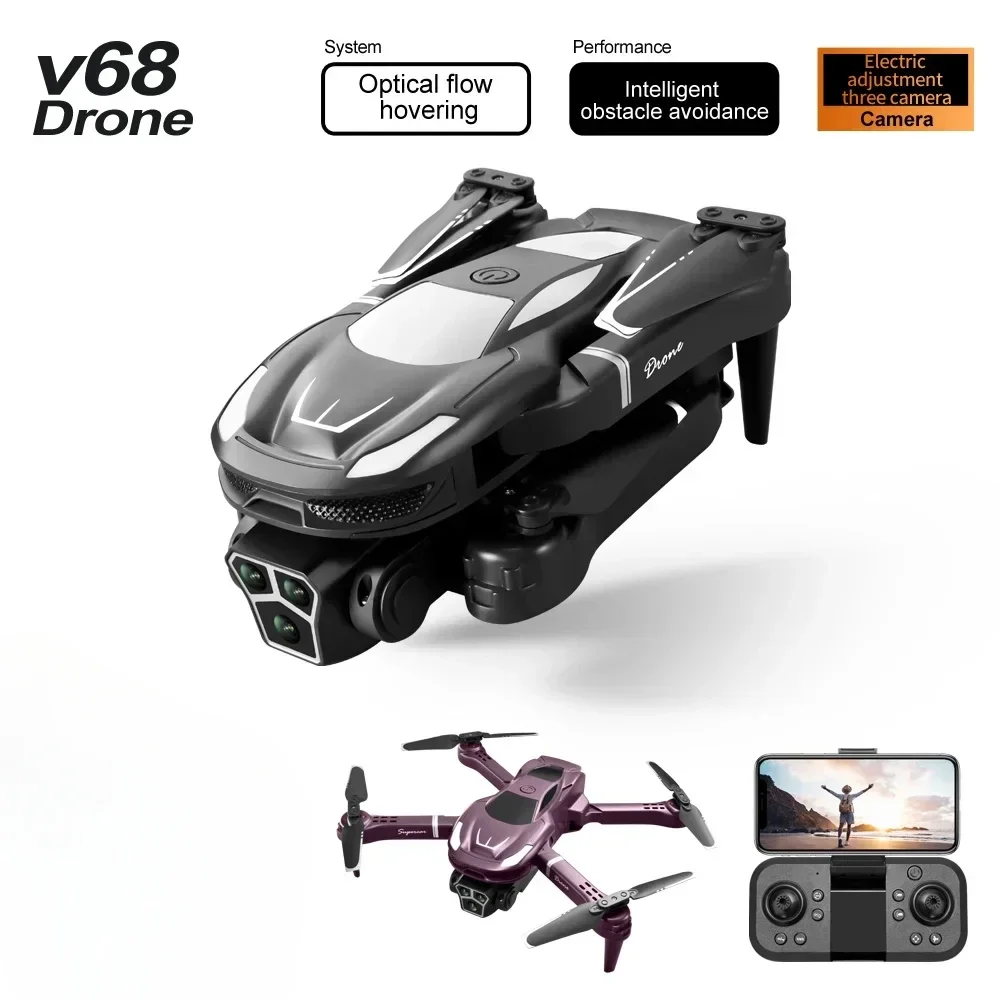 FYZS V68 Dron Profesional con cámara Dual HD, fotografía aérea, helicópteros FPV, evitación de obstáculos, cuadricóptero RC plegable, juguete de regalo