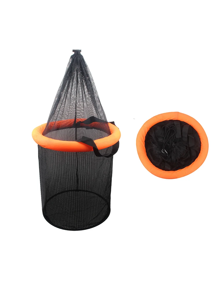 Cesta de isca de pesca flutuante dobrável gaiola de rede de peixes vivos com malha durável