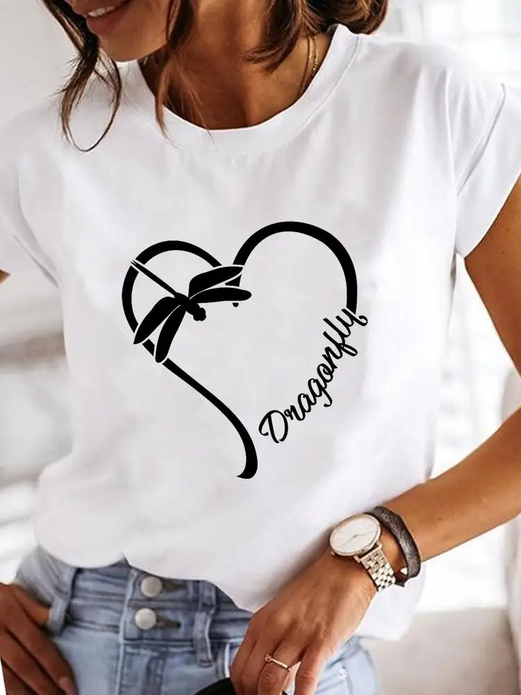 Short Sleeve Fashion Female Graphic Tee Women Print Dandelion Dragonfly 90s Summer Casual Clothes Ladies T Clothing T-shirts