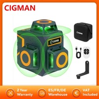 Cigman Cm-701SE 3X360 ° 12 Lines Laser Level 3D Green Cross Line with Remote Controller and Magnetic L-Shaped Bracket up to 50m W
