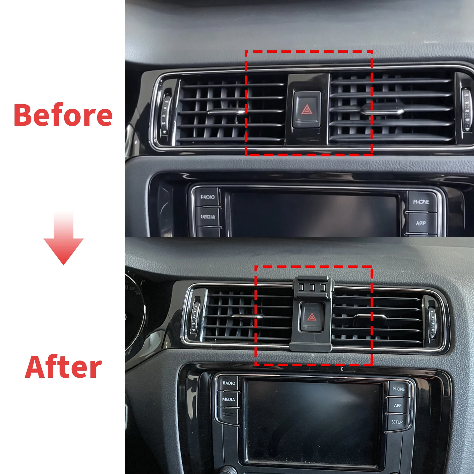 for VW Jetta MK6 / Jetta A6 2015 2016 2017 2018 RHD LHD Stable Clip-On Screen Base Car Phone Mount