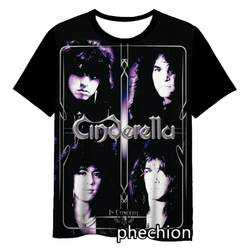 Phechion-Camiseta de manga corta para hombre y mujer, camisa con estampado 3D de Cenicienta Rock, informal, Hip Hop, de verano, S237