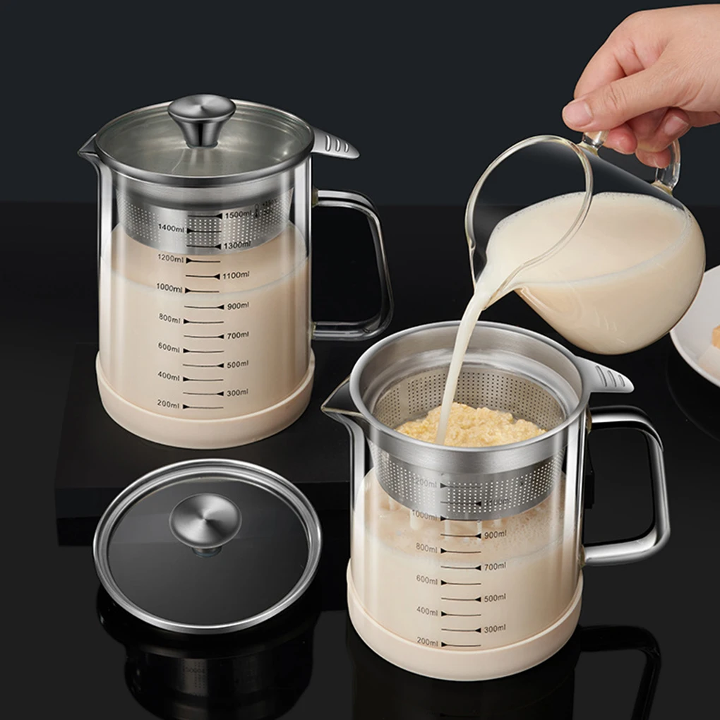 High Borosilicate Glass Soybean Milk Filter Pot For Efficient Juice Filtration Filtered Tea Jug