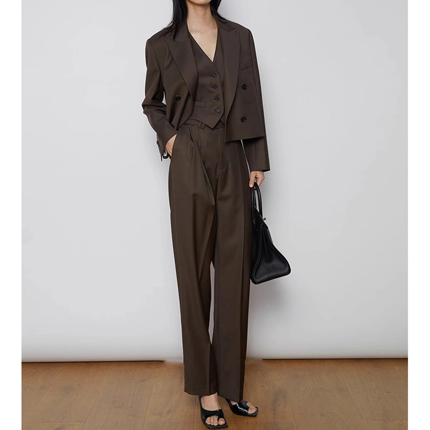 Allingentle Women's Suit Pantsuit 3 Piece Double-Breasted Blazer & Pants Fashion Suit for Casual Office Customize
