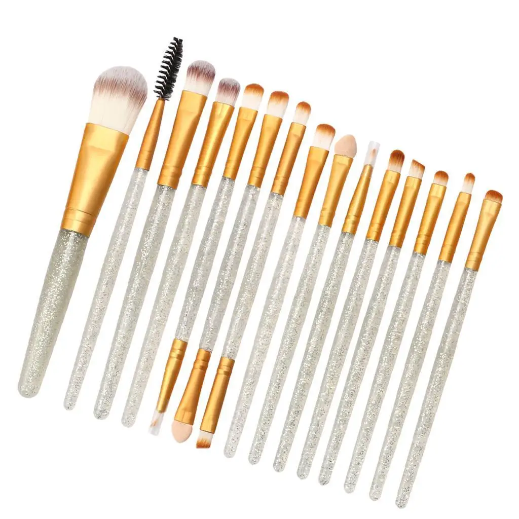 Makeup Brush Set 15 in 1 Premium Nylon Fiber Facial and Eyeshadow Brushes for Women Beauty Tools