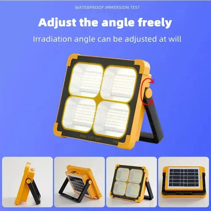 Rechargeable 200/500W LED Solar Floodlight Emergency Lighting Outdoor Camping Portable Light Waterproof Searchlight Hot