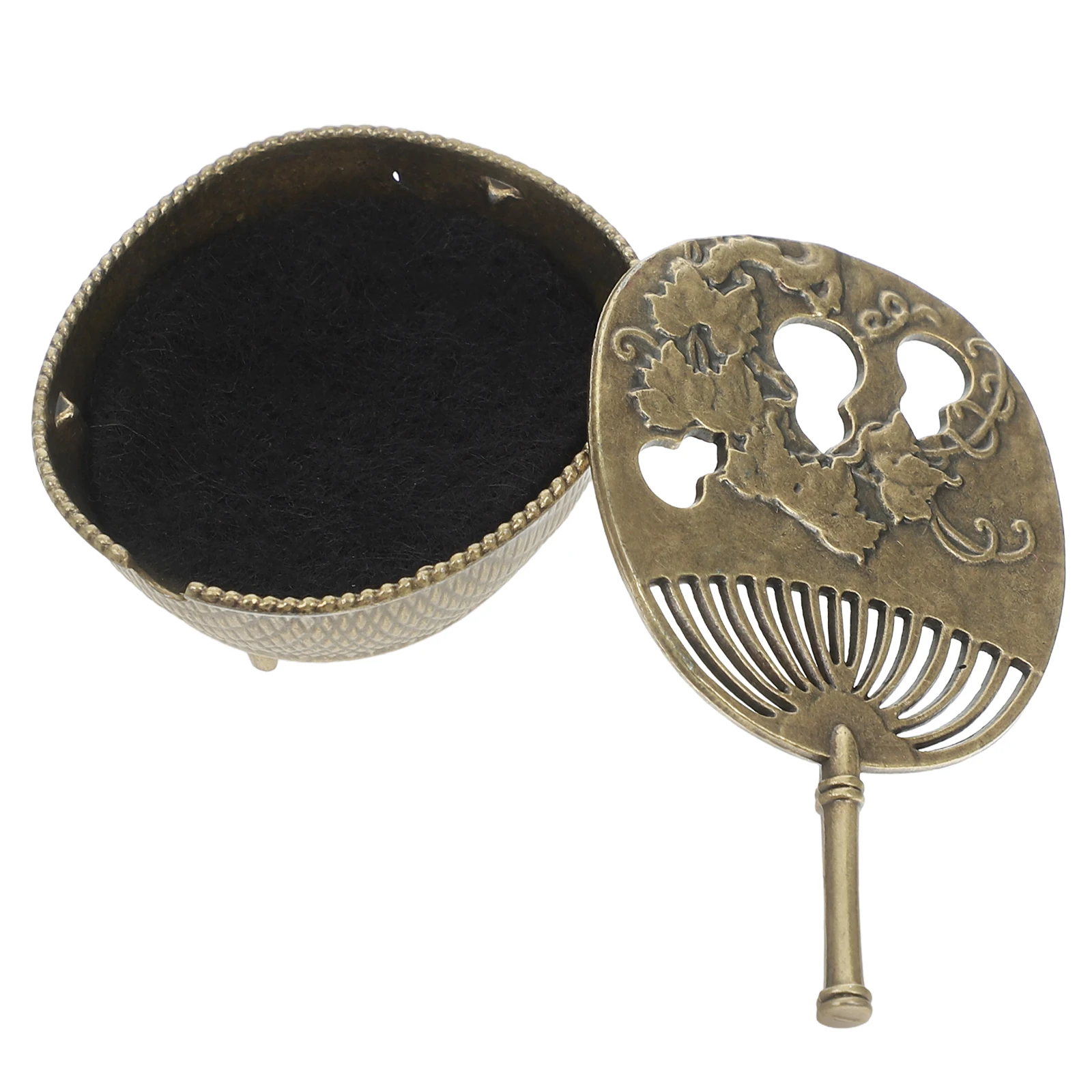 

Miniature Copper Incense Burner With Lid Retro Holder For Burning Sticks Powder Cone Resin Smudge Home Office Decor