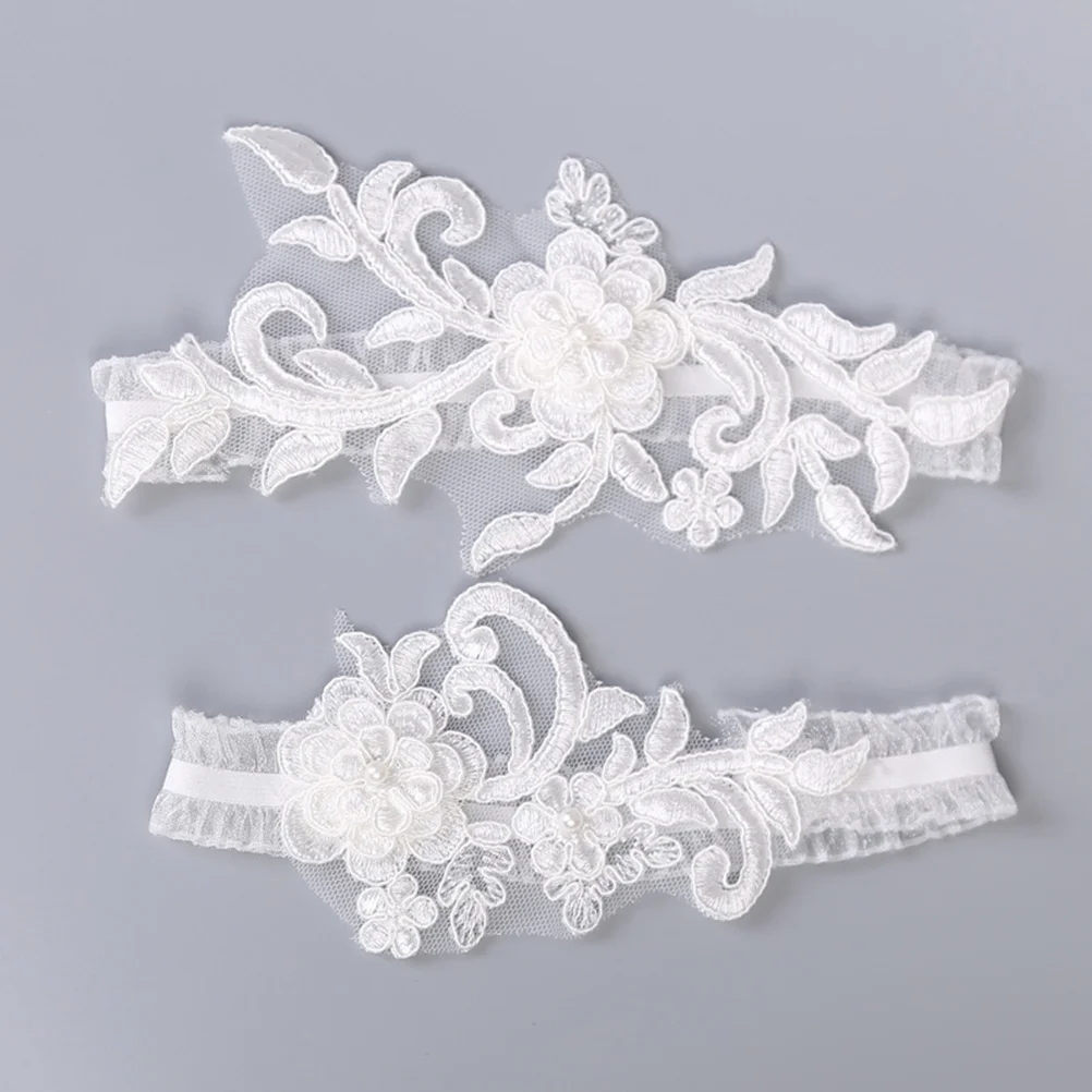 1 قطعة الزفاف العروس الرباط قابل للتعديل الدانتيل اللؤلؤ مزين لحفل الزفاف حفلة موسيقية هدية الأبيض 16-23 بوصة محيط الفخذ